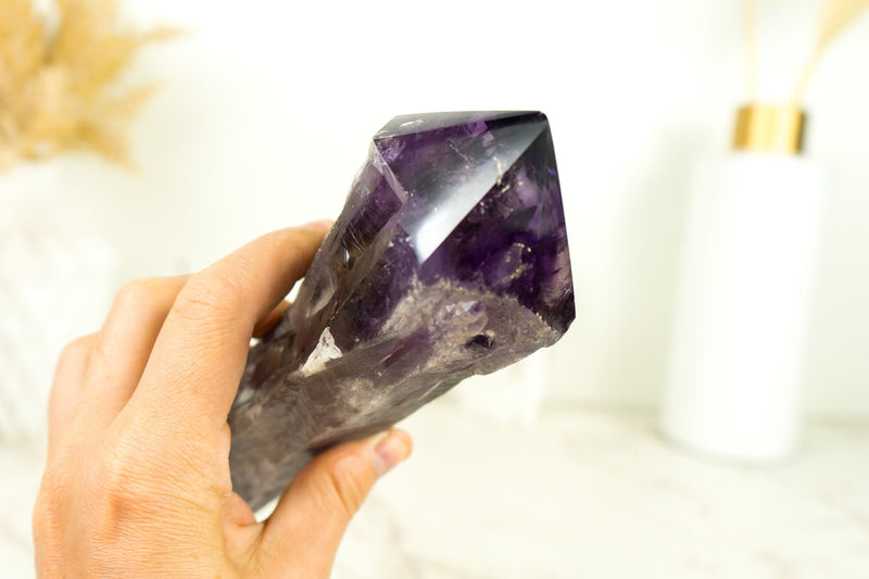 Dragon Tooth Amethyst, Raw and Natural Bahia Amethyst Scepter, Deep Purple, XL