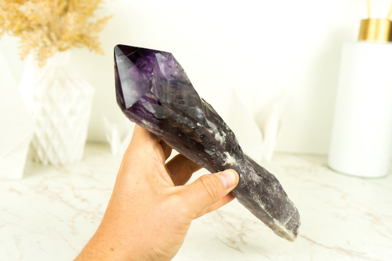 Dragon Tooth Amethyst, Raw and Natural Bahia Amethyst Scepter, Deep Purple, XL