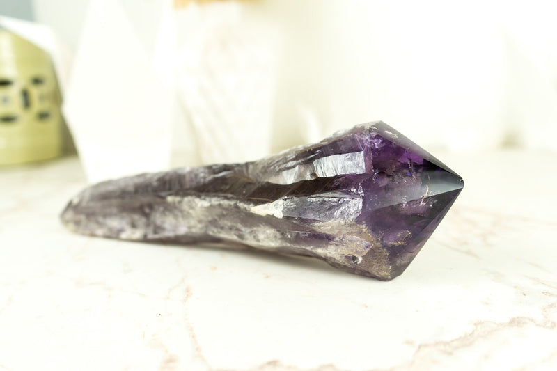 Dragon Tooth Amethyst, Raw and Natural Bahia Amethyst Scepter, Deep Purple, XL