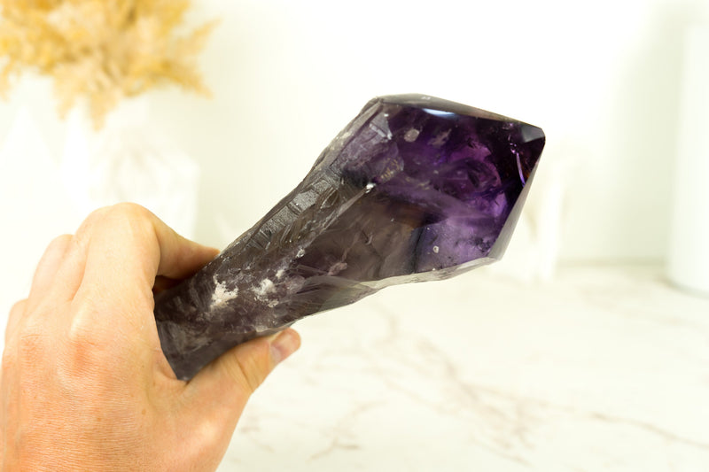 Dragon Tooth Amethyst, Raw and Natural Bahia Amethyst Scepter, Deep Purple, XL