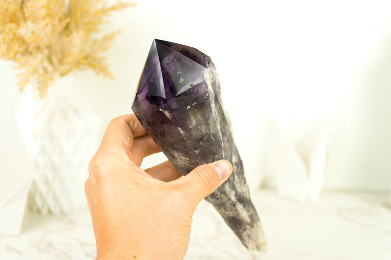 X-Large Bahia Amethyst Scepter, Deep and Dark Purple AAA, Raw and Natural Bahia Amethyst with Phantom Inclusions