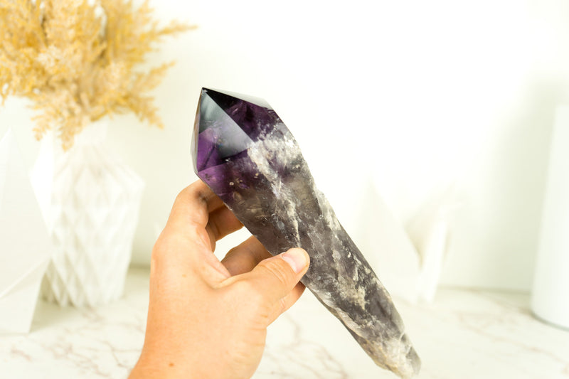 X-Large Bahia Amethyst Scepter, Deep and Dark Purple AAA, Raw and Natural Bahia Amethyst with Phantom Inclusions