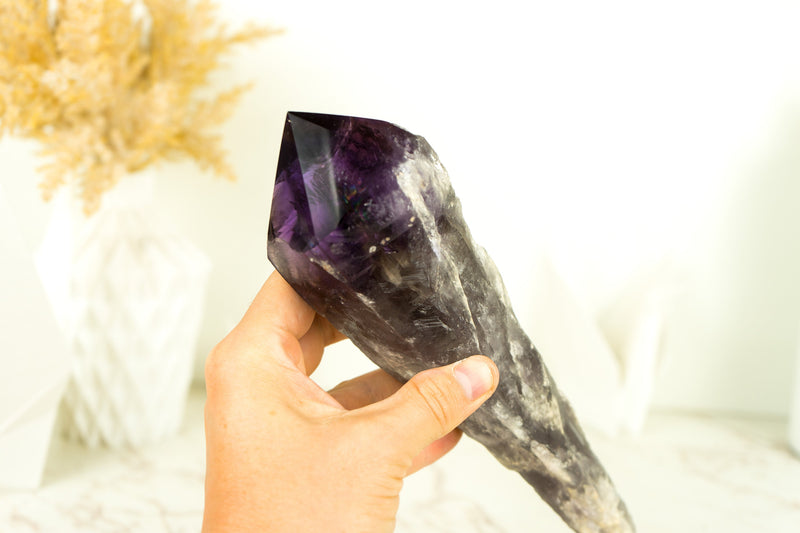 X-Large Bahia Amethyst Scepter, Deep and Dark Purple AAA, Raw and Natural Bahia Amethyst with Phantom Inclusions