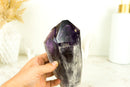 XXL-Drachenzahn-Zepter aus Bahia-Amethyst, perfekt geformter Phantom-Amethyst, tiefes Lila
