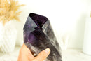 XXL-Drachenzahn-Zepter aus Bahia-Amethyst, perfekt geformter Phantom-Amethyst, tiefes Lila