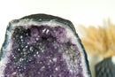 Rare Amethyst Cathedral Geode on Banded Agate, with Purple Amethyst with Golden Goethite