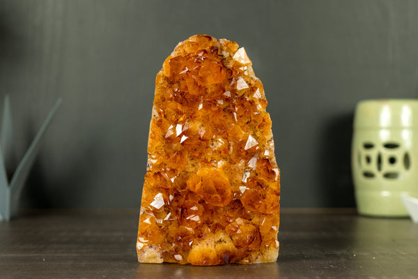 Citrine Crystal Cluster with Display Points of Rich Orange Citrine Druzy