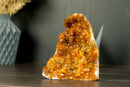 Gorgeous Citrine Cluster with Rare Stalactite Flowers and Deep Orange Galaxy Druzy