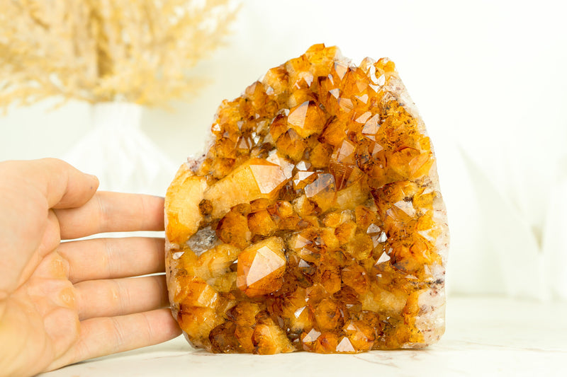 AAA Citrine Crystal Cluster with Large Shiny Orange Citrine Druzy, Self Standing - 1.7 Kg - 3.8 lb - E2D Crystals & Minerals