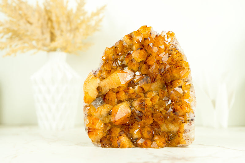 AAA Citrine Crystal Cluster with Large Shiny Orange Citrine Druzy, Self Standing - 1.7 Kg - 3.8 lb - E2D Crystals & Minerals