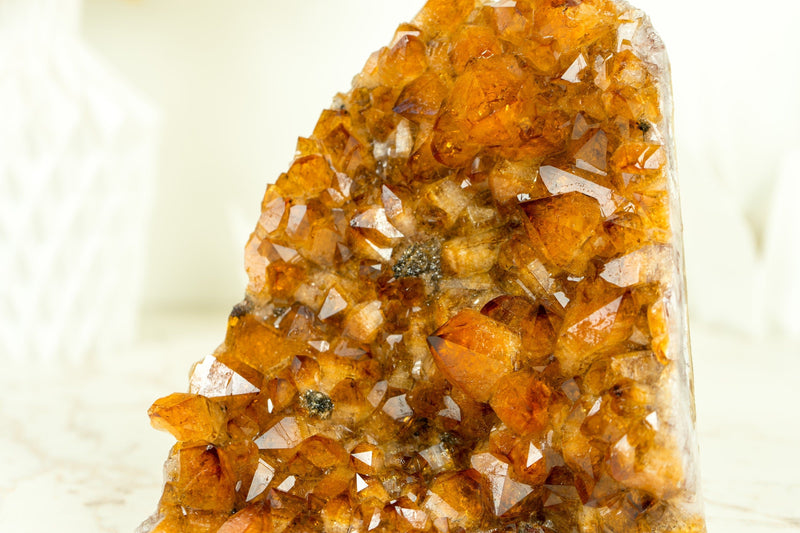 AAA Citrine Crystal Cluster with Orange Madeira and Calcite Covered by Galaxy Druzy, Self Standing - 2.2 Kg - 4.8 lb - E2D Crystals & Minerals