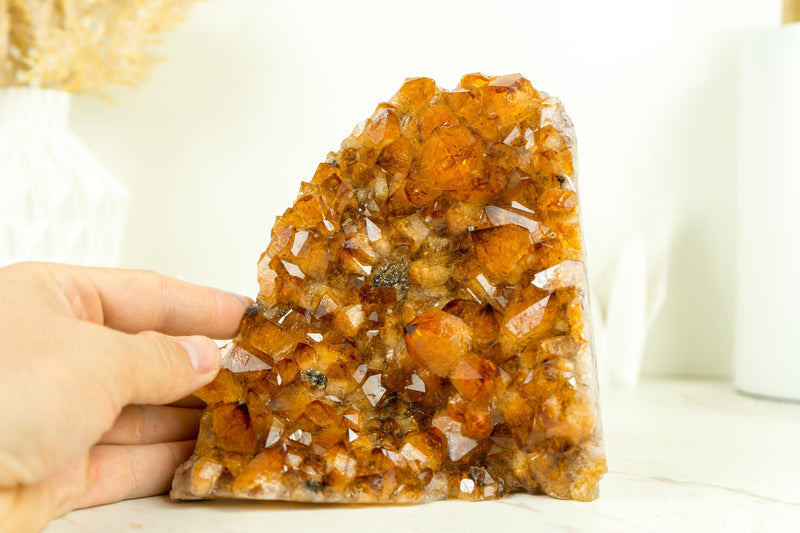 AAA Citrine Crystal Cluster with Orange Madeira and Calcite Covered by Galaxy Druzy, Self Standing - 2.2 Kg - 4.8 lb - E2D Crystals & Minerals