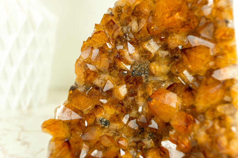 AAA Citrine Crystal Cluster with Orange Madeira and Calcite Covered by Galaxy Druzy, Self Standing - 2.2 Kg - 4.8 lb - E2D Crystals & Minerals