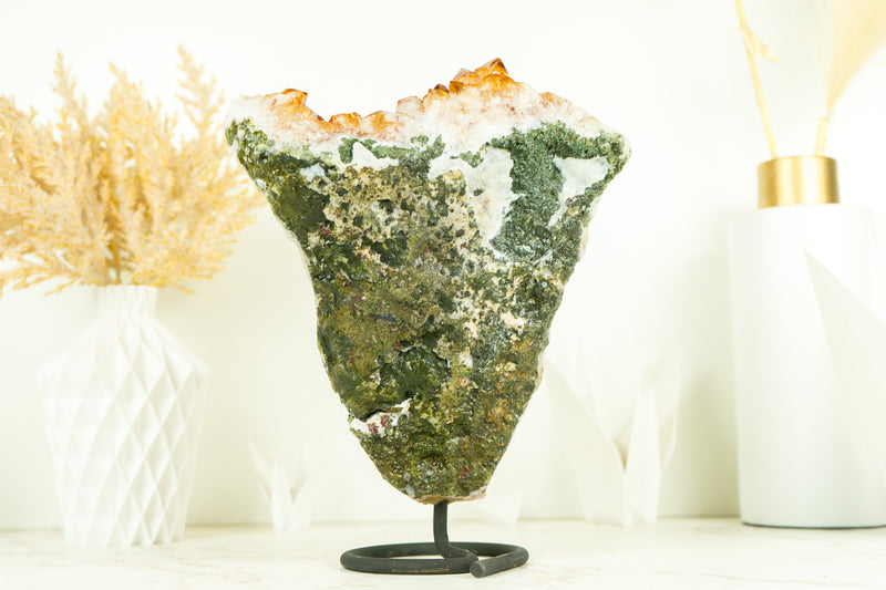 Gorgeous Natural Orange Citrine Flower Cluster with Citrine Crystal Druzy and Calcite, 10.5 In 7.5 Lb - E2D Crystals & Minerals