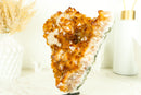 Gorgeous Natural Orange Citrine Flower Cluster with Citrine Crystal Druzy and Calcite, 10.5 In 7.5 Lb - E2D Crystals & Minerals
