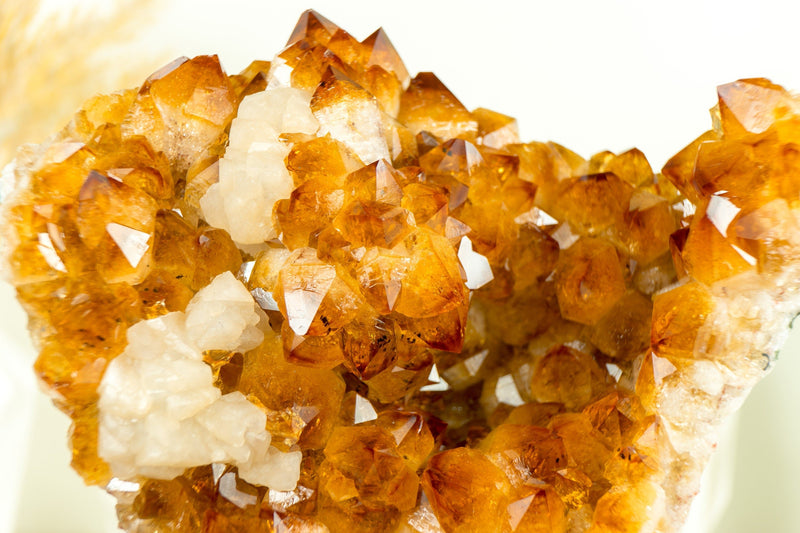 Gorgeous Natural Orange Citrine Flower Cluster with Citrine Crystal Druzy and Calcite, 10.5 In 7.5 Lb - E2D Crystals & Minerals