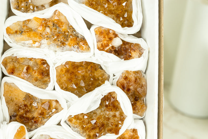 Wholesale Super Extra Quality Small Madeira Citrine Clusters Flat Box - Mineral Flat, Wholesale Bulk