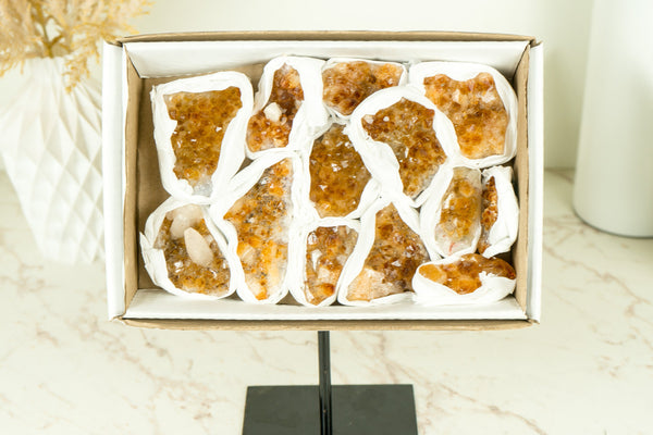 Wholesale Super Extra Quality Small Madeira Citrine Clusters Flat Box - Mineral Flat, Wholesale Bulk