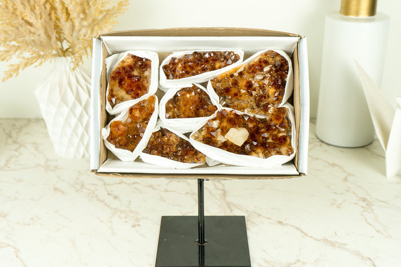 Wholesale AAA Quality Madeira Citrine Clusters Flat Box - Mineral Flat, Wholesale Bulk