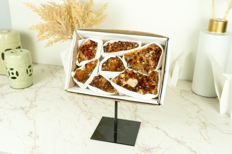 Wholesale AAA Quality Madeira Citrine Clusters Flat Box - Mineral Flat, Wholesale Bulk