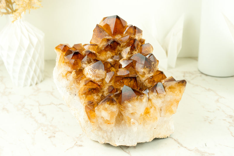 Large AAA Natural Citrine Cluster with Super Extra, Deep Orange Madeira Citrine Crystal Druzy