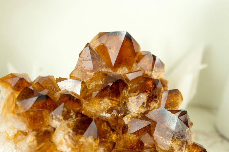 Large AAA Natural Citrine Cluster with Super Extra, Deep Orange Madeira Citrine Crystal Druzy