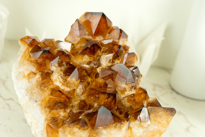 Large AAA Natural Citrine Cluster with Super Extra, Deep Orange Madeira Citrine Crystal Druzy