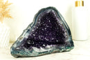 Alle natürlichen Amethyst-Geode mit tiefvioletter Amethyst-Druse und blauer Spitzenachat-Matrix