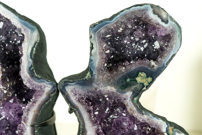 Wunderschöne Amethyst Geode Schmetterling Engel Flügel mit lila Amethyst Druzy und Achat Matrix