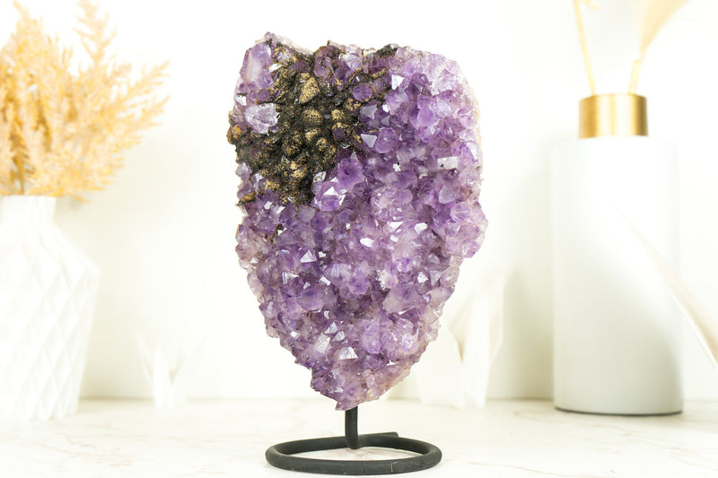Rare Amethyst Cluster with Black Sugar Coated Druzy and Deep Purple Amethyst, Natural & Ethical 3.1 Kg - 6.8 lb - E2D Crystals & Minerals