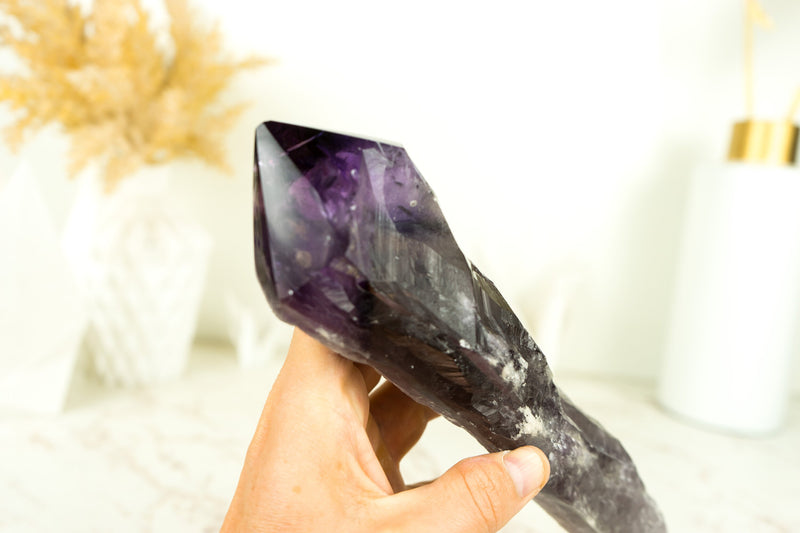 Dragon Tooth Amethyst, Raw and Natural Bahia Amethyst Scepter, Deep Purple, XL