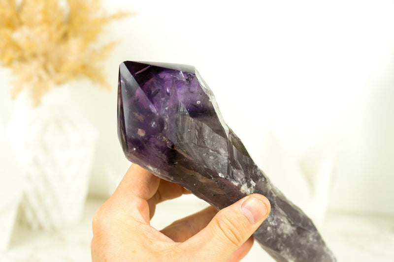 Dragon Tooth Amethyst, Raw and Natural Bahia Amethyst Scepter, Deep Purple, XL