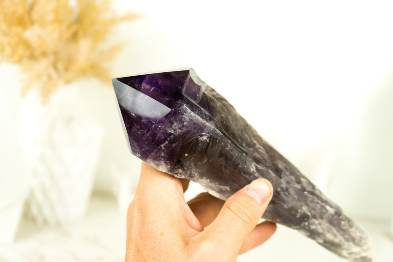 X-Large Bahia Amethyst Scepter, Deep and Dark Purple AAA, Raw and Natural Bahia Amethyst with Phantom Inclusions