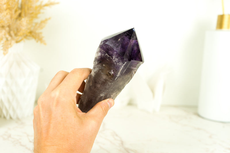 X-Large Bahia Amethyst Scepter, Deep and Dark Purple AAA, Raw and Natural Bahia Amethyst with Phantom Inclusions