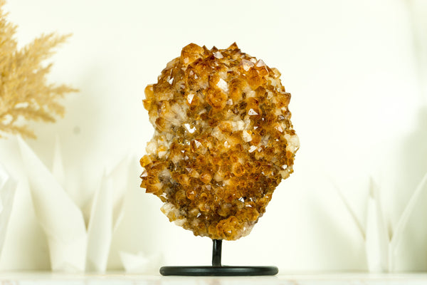 AAA Citrine Flower Rosette Crystal Cluster, with Deep Orange and Perfect Druzy