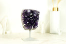 Natural Deep Purple Amethyst Cluster with Large Grape Jelly Amethyst Druzy on Stand