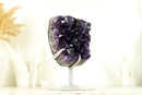 Natural Deep Purple Amethyst Cluster with Large Grape Jelly Amethyst Druzy on Stand
