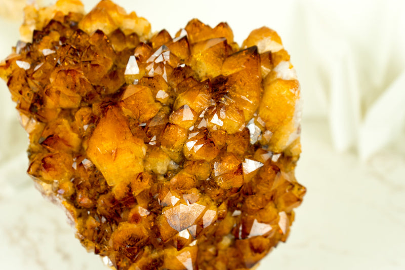 Natural Rich Orange Citrine Cluster with AAA Madeira Orange Citrine Druzy on Stand - 4.1 Kg - 9.0 lb - E2D Crystals & Minerals