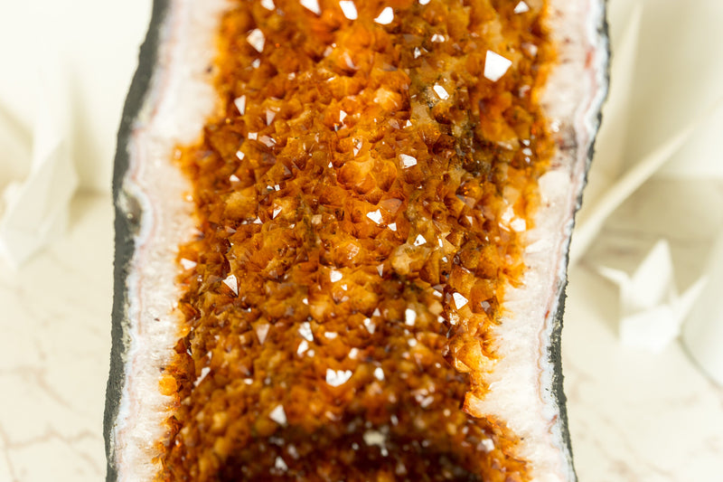Citrine Geode Cathedral with Sparkling AAA-Grade, Rich Orange Druzy