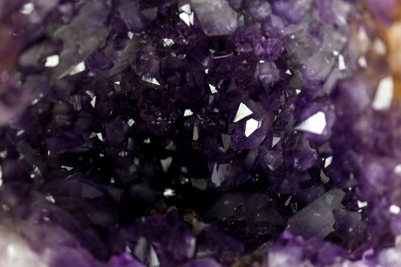 Tall Deep Purple Amethyst Crystal Geode Cathedral, with Rare Druzy Formation