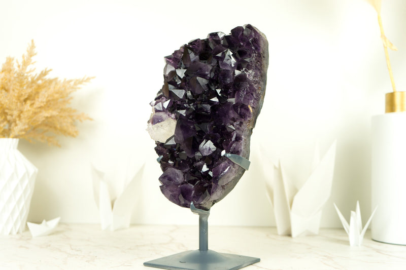 AAA Amethyst Geode Cluster with All Natural Large Grape Purple Amethyst Druzy, Raw & Ethically Sourced