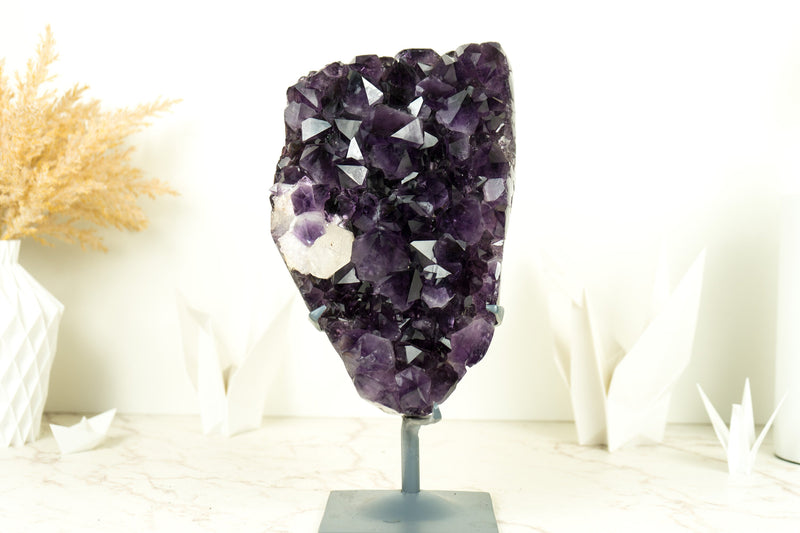 AAA Amethyst Geode Cluster with All Natural Large Grape Purple Amethyst Druzy, Raw & Ethically Sourced
