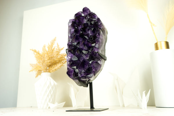 Natural Amethyst Geode Cluster with AAA Grade Grape Purple Druzy