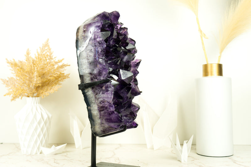 Natural Amethyst Geode Cluster with AAA Grade Grape Purple Druzy