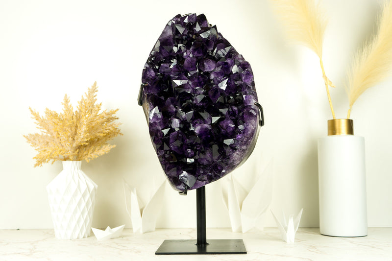 Natural Large Amethyst Geode Cluster with AAA Grade Grape Purple Druzy
