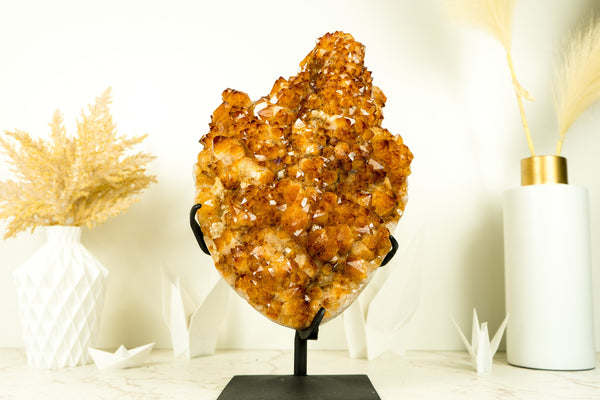 AAA Golden Orange Citrine Cluster with Large Flower Stalactite, 16 In, 25 Lb - E2D Crystals & Minerals