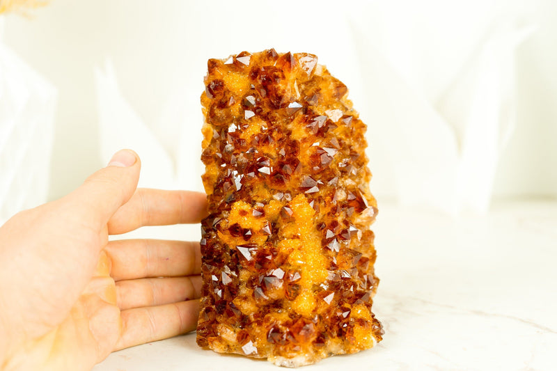 Small AAA Citrine Crystal Cluster deep Orange Galaxy Citrine Druzy, Self Standing - 1.7 Kg - 3.6 lb - E2D Crystals & Minerals