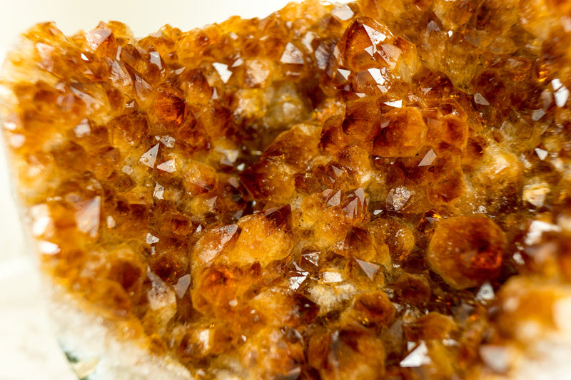 Small Citrine Geode with Rosette (Stalactite) Crystal, Deep Orange, Raw and Ethical