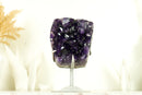 Natural Deep Purple Amethyst Cluster with Large Grape Jelly Amethyst Druzy on Stand