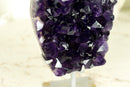 Natural Deep Purple Amethyst Cluster with Large Grape Jelly Amethyst Druzy on Stand